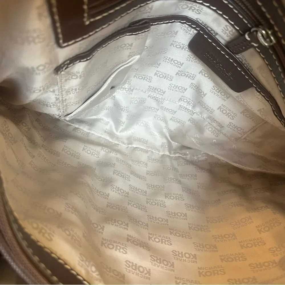 Michael Kors Brown Leather shoulder or Crossbody Bag with Silver Hardware